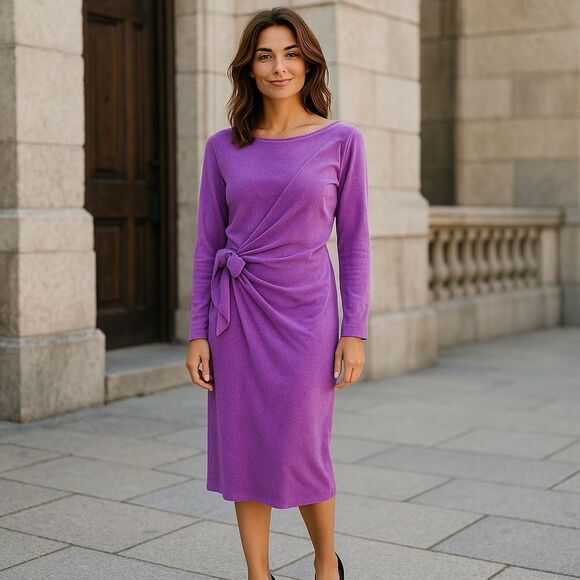 Free People Molly Purple Side Tie Midi Dress Size Medium - Picture 1 of 6